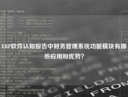 ERP软件认知报告中财务管理系统功能模块有哪些应用和优势？