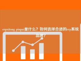 erpxitong pinpai是什么？如何选择合适的悟空体育客服24小时人工服务
品牌？