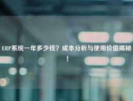 ERP系统一年多少钱？成本分析与使用价值揭秘！