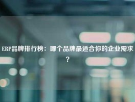 ERP品牌排行榜：哪个品牌最适合你的企业需求？