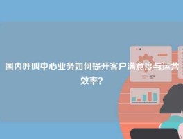 国内呼叫中心业务如何提升客户满意度与运营效率？