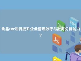 食品ERP如何提升企业管理效率与数据分析能力？