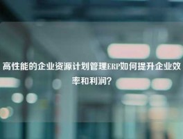 高性能的企业资源计划管理ERP如何提升企业效率和利润？