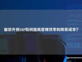 服装外贸ERP如何提高管理效率和降低成本？