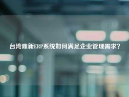 台湾鼎新ERP系统如何满足企业管理需求？