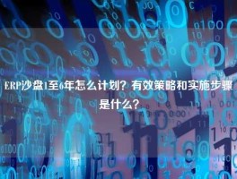 ERP沙盘1至6年怎么计划？有效策略和实施步骤是什么？