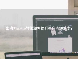 出海WhatsApp转化如何提升客户沟通效率？
