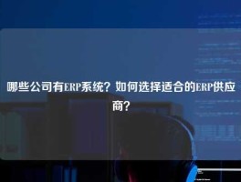 哪些公司有ERP系统？如何选择适合的ERP供应商？