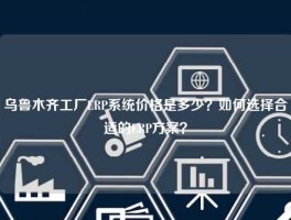 乌鲁木齐工厂ERP系统价格是多少？如何选择合适的ERP方案？
