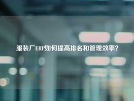 服装厂ERP如何提高排名和管理效率？