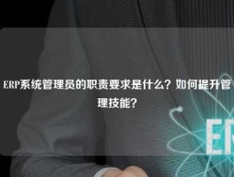 ERP系统管理员的职责要求是什么？如何提升管理技能？