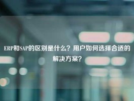 ERP和SAP的区别是什么？用户如何选择合适的解决方案？
