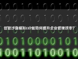 信管沙盘模拟ERP能如何提升企业管理效率？