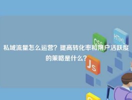 私域流量怎么运营？提高转化率和用户活跃度的策略是什么？