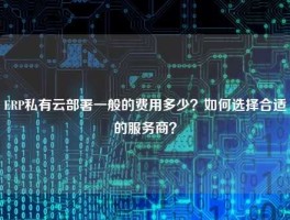 ERP私有云部署一般的费用多少？如何选择合适的服务商？