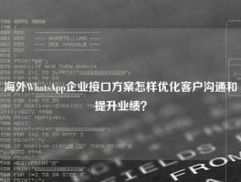 海外WhatsApp企业接口方案怎样优化客户沟通和提升业绩？