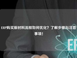 ERP购买原材料流程如何优化？了解步骤与注意事项！