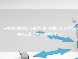 erp专员需要做好与各部门的沟通协调工作吗？提升工作效率和团队协作？