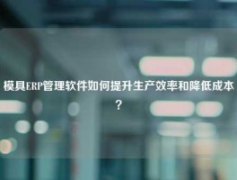 模具ERP管理软件如何提升生产效率和降低成本？