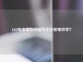 ERP和金蝶如何提升企业管理效率？