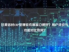 甘肃铝材ERP管理软件哪家口碑好？用户评价与功能对比如何？