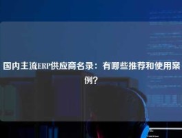 国内主流ERP供应商名录：有哪些推荐和使用案例？