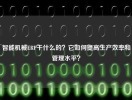 智能机械ERP干什么的？它如何提高生产效率和管理水平？