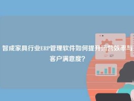 智成家具行业ERP管理软件如何提升运营效率与客户满意度？