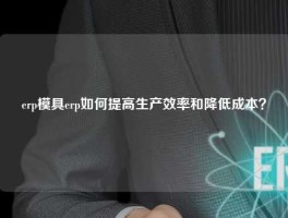 erp模具erp如何提高生产效率和降低成本？