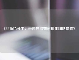 ERP角色分工：采购总监如何优化团队协作？