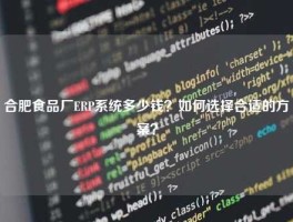 合肥食品厂ERP系统多少钱？如何选择合适的方案？