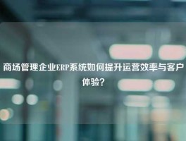 商场管理企业ERP系统如何提升运营效率与客户体验？