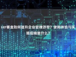ERP赛盒如何提升企业管理效率？使用体验与实施指南是什么？