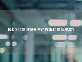 模切ERP如何提升生产效率和降低成本？