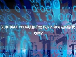 天津印染厂ERP系统报价是多少？如何选购最优方案？