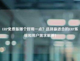 ERP免费版哪个好用一点？选择最适合的ERP系统和用户需求解析！