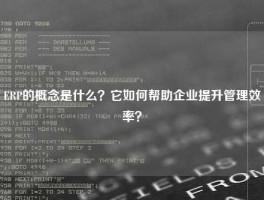 ERP的概念是什么？它如何帮助企业提升管理效率？