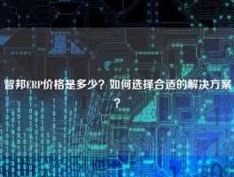 智邦ERP价格是多少？如何选择合适的解决方案？