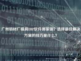 广州铝材厂模具ERP软件哪家强？选择最佳解决方案的技巧是什么？