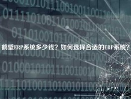 鹤壁ERP系统多少钱？如何选择合适的ERP系统？