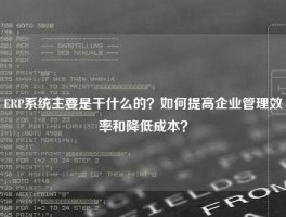 ERP系统主要是干什么的？如何提高企业管理效率和降低成本？