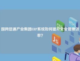 国网信通产业集团ERP系统如何提升企业管理效率？