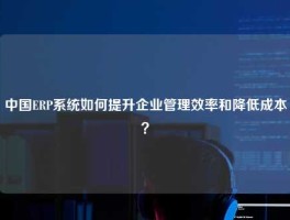 中国ERP系统如何提升企业管理效率和降低成本？