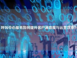 呼叫中心服务如何提升客户满意度与运营效率？
