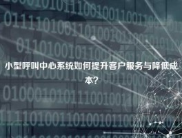 小型呼叫中心系统如何提升客户服务与降低成本？