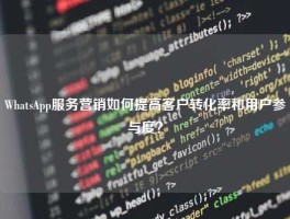 WhatsApp服务营销如何提高客户转化率和用户参与度？