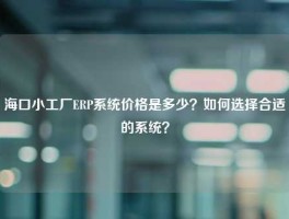 海口小工厂ERP系统价格是多少？如何选择合适的系统？