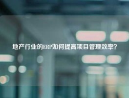 地产行业的ERP如何提高项目管理效率？