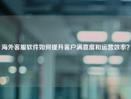 海外客服软件如何提升客户满意度和运营效率？