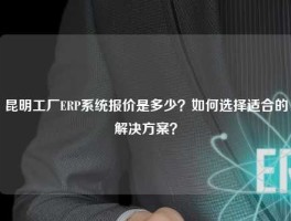 昆明工厂ERP系统报价是多少？如何选择适合的解决方案？